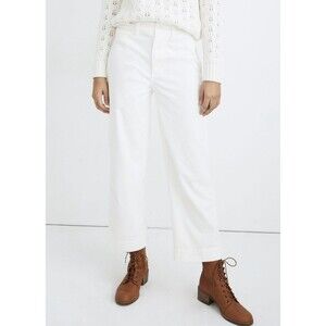 Madewell Women’s Slim Emmett Wide Leg Crop Cream Off White Corduroy Sz 30” EUC